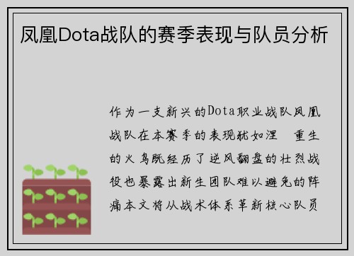 凤凰Dota战队的赛季表现与队员分析